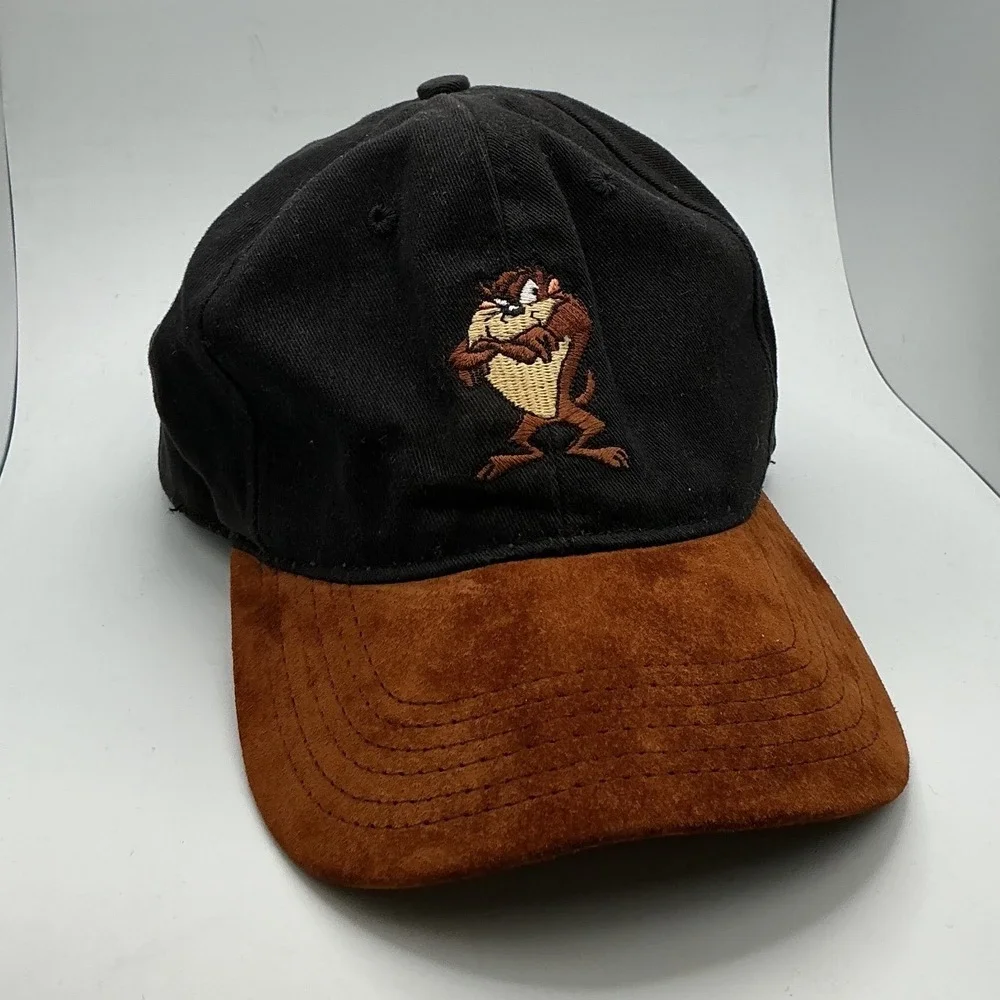 Vintage 1991 Warner Bros Taz Tasmanian Devil Snapback Hat Black Brown USA Made - Picture 2 of 7